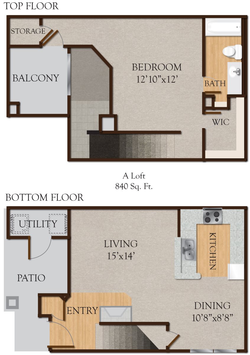 ALoft One Bedroom Loft | Bedroom | The Preserve at Westover Hills San Antonio Apartments